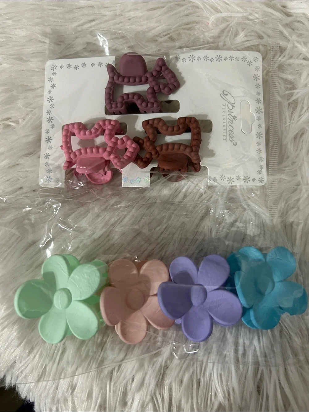 Kids Flower Hair Clips - Pastel Pink, Lavender, Mint & Blue - (Brand)